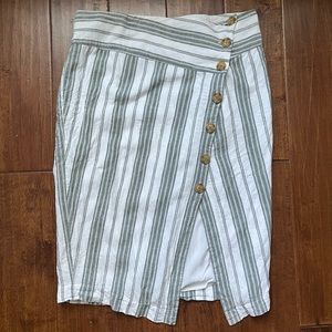 Urban Outfitters Corinne Striped Wrap Linen Skirt Size L